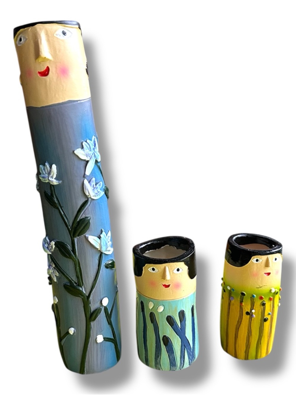 Bohemian Fun People Resin Bud Vases Set of 3 Whimsical House Decor Plant Holder